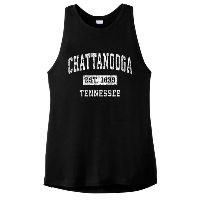 Chattanooga Tennessee Tn Vintage Established Sports Design Ladies Tri-Blend Wicking Tank