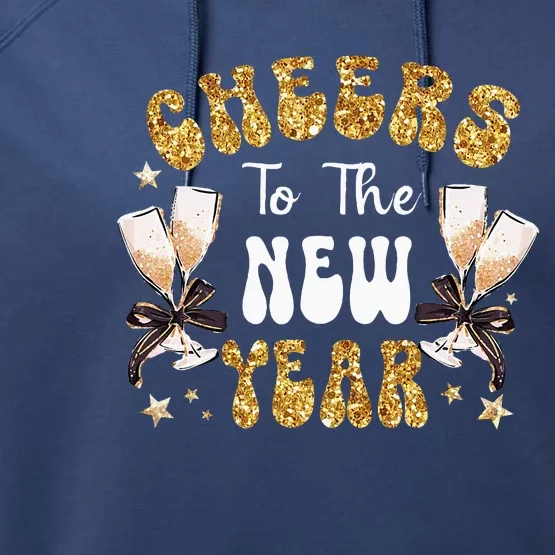 Cheers To The New Year 2024 Champagne Happy New Year 2024 Performance Fleece Hoodie