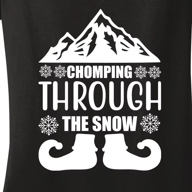 Chomping Through The Snow Women's V-Neck T-Shirt