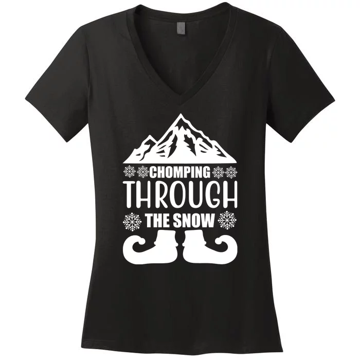 Chomping Through The Snow Women's V-Neck T-Shirt