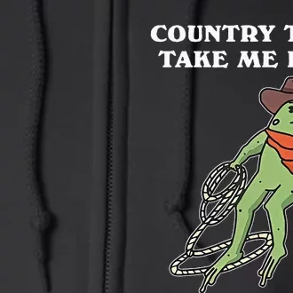 Country Toads Take Me Home Cowboy Frog Funny Western Full Zip Hoodie