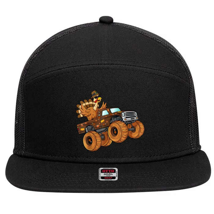 Cute Turkey Thanksgiving Monster Truck 7 Panel Mesh Trucker Snapback Hat