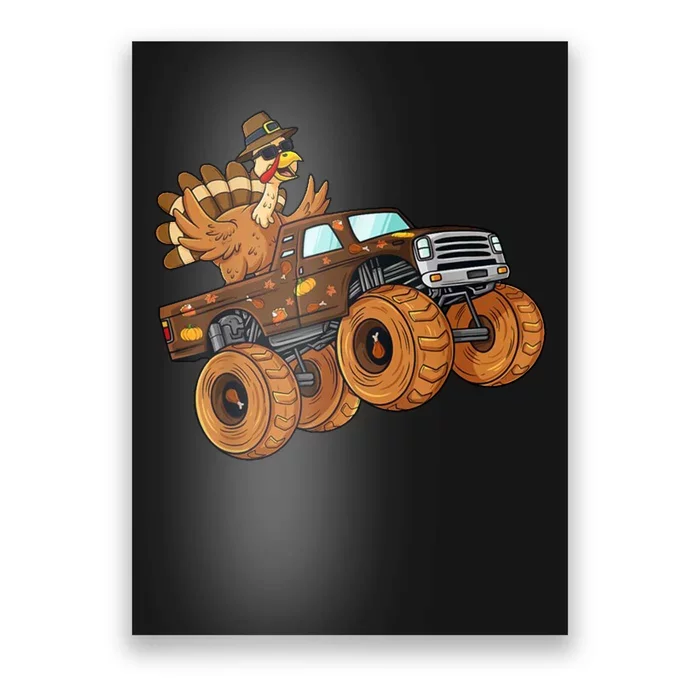 Cute Turkey Thanksgiving Monster Truck Poster