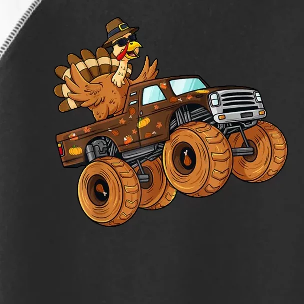 Cute Turkey Thanksgiving Monster Truck Toddler Fine Jersey T-Shirt