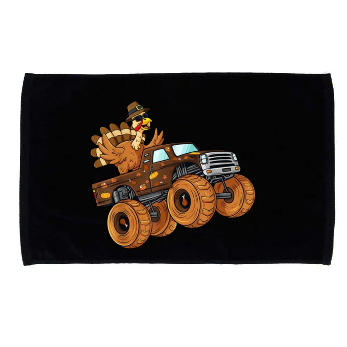 Cute Turkey Thanksgiving Monster Truck Microfiber Hand Towel