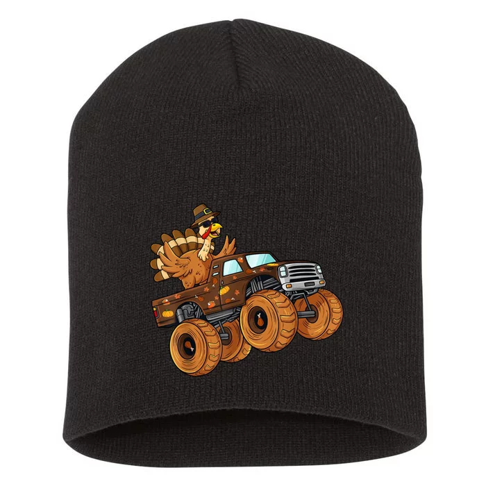 Cute Turkey Thanksgiving Monster Truck Short Acrylic Beanie