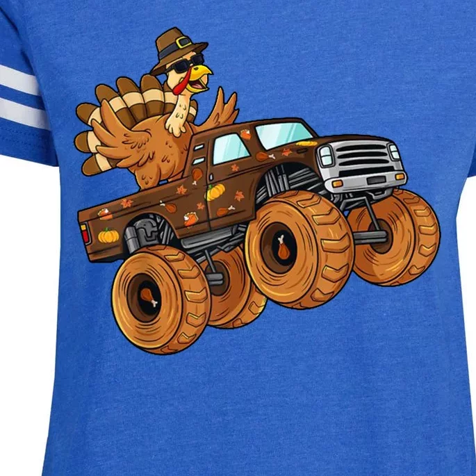 Cute Turkey Thanksgiving Monster Truck Enza Ladies Jersey Football T-Shirt