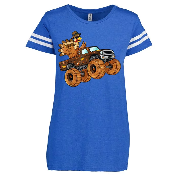 Cute Turkey Thanksgiving Monster Truck Enza Ladies Jersey Football T-Shirt