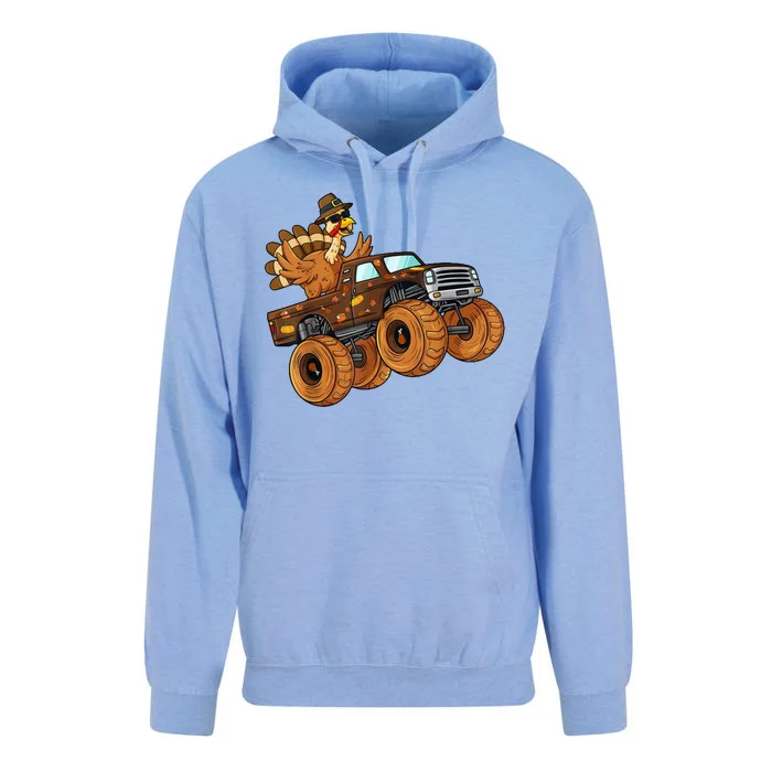 Cute Turkey Thanksgiving Monster Truck Unisex Surf Hoodie