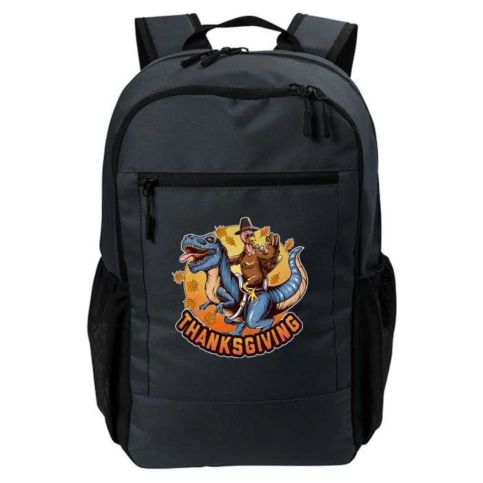 Cool Thanksgiving Turkey Riding TRex Dinosaur Daily Commute Backpack