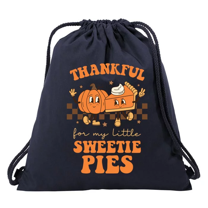 Cute Thanksgiving Teacher Thankful For My Sweetie Pies Mom Gift Drawstring Bag