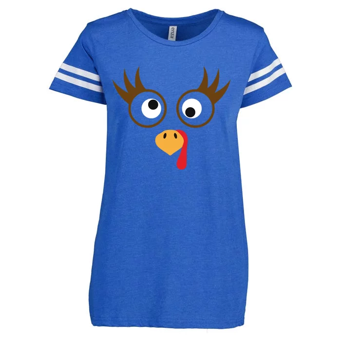 Cute Thanksgiving Turkey Face Turkey Day Great Gift Enza Ladies Jersey Football T-Shirt