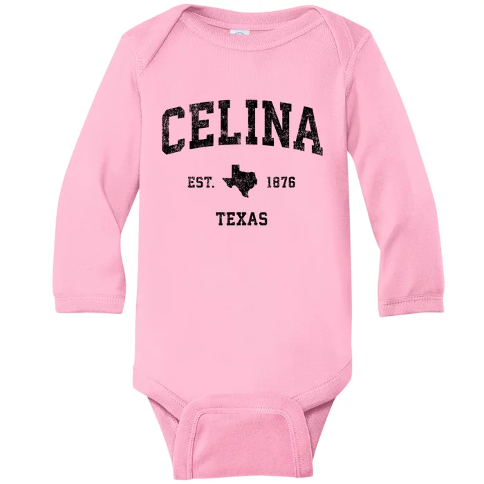 Celina Texas Tx Vintage Athletic Sports Baby Long Sleeve Bodysuit