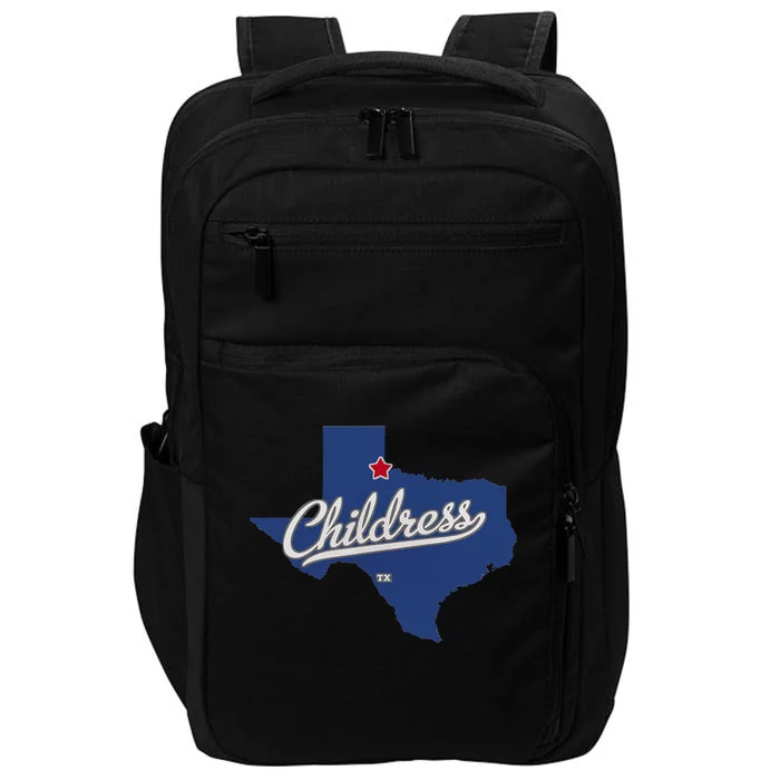 Childress Texas TX Map Impact Tech Backpack