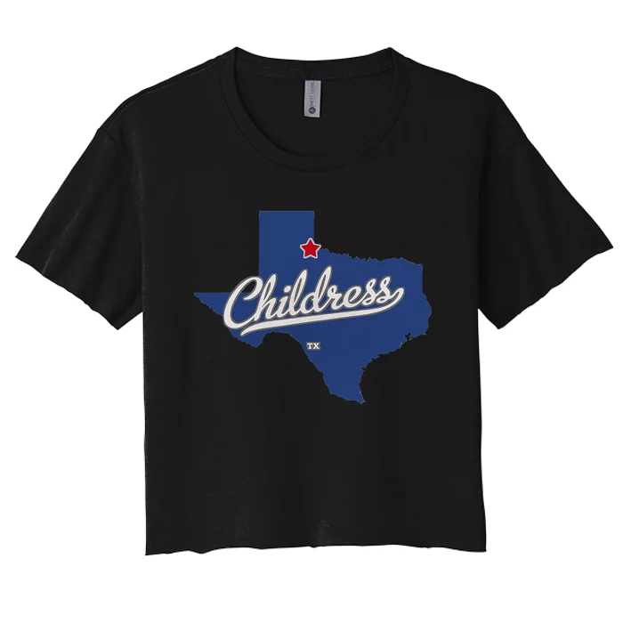 Childress Texas TX Map Women's Crop Top Tee