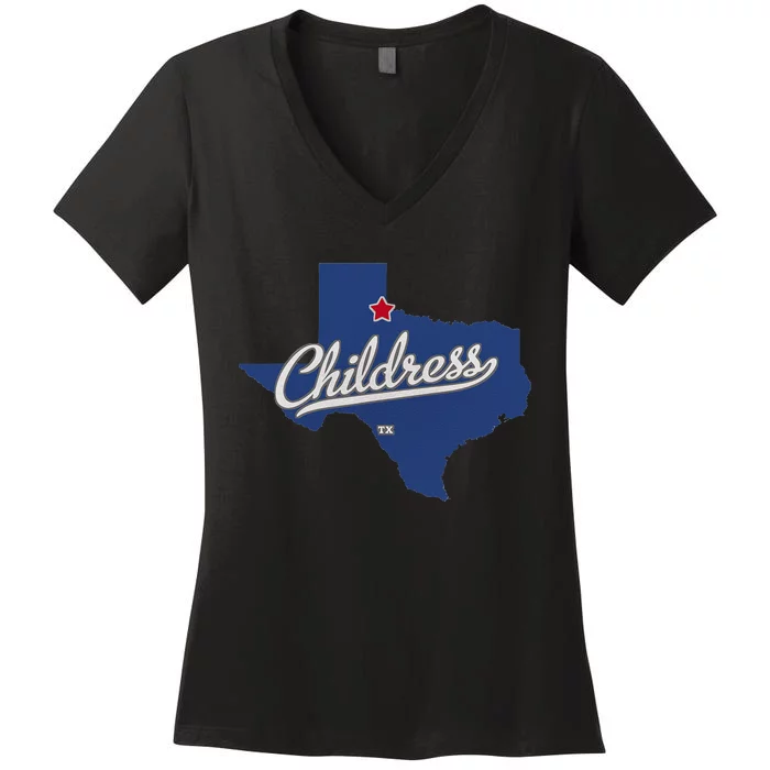 Childress Texas TX Map Women's V-Neck T-Shirt