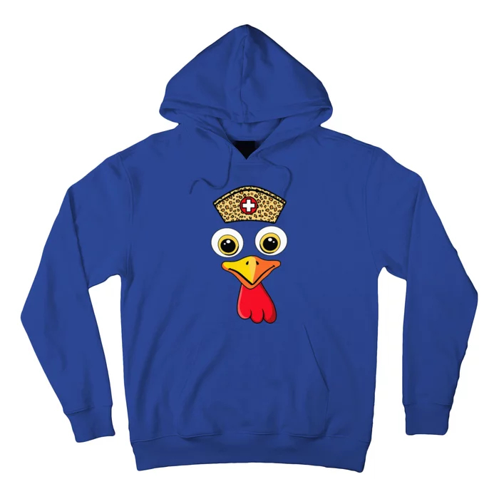 Cute Thanksgiving Turkey Face Nurse  With Nursing Cap Hoodie