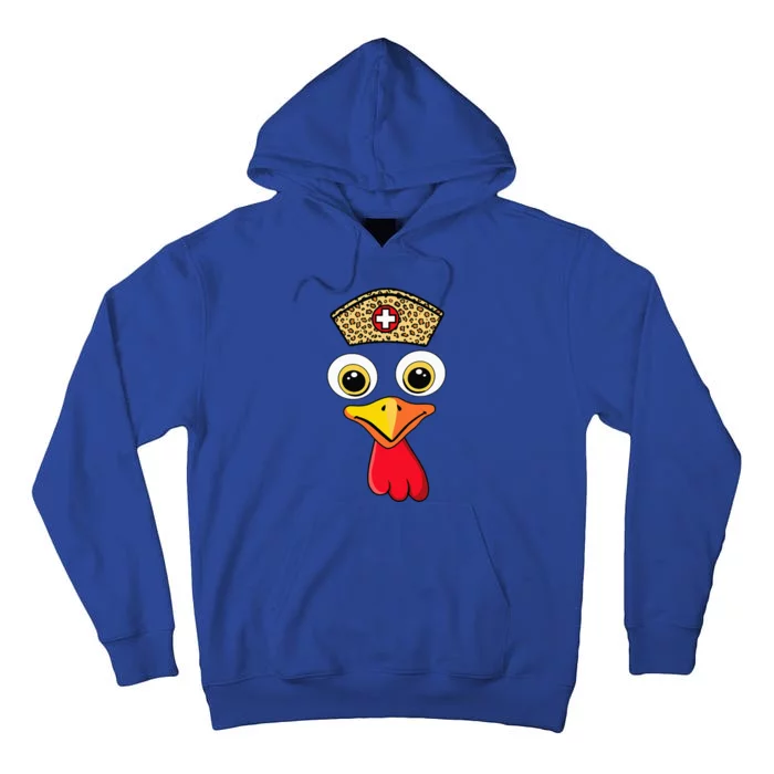 Cute Thanksgiving Turkey Face Nurse  With Nursing Cap Tall Hoodie