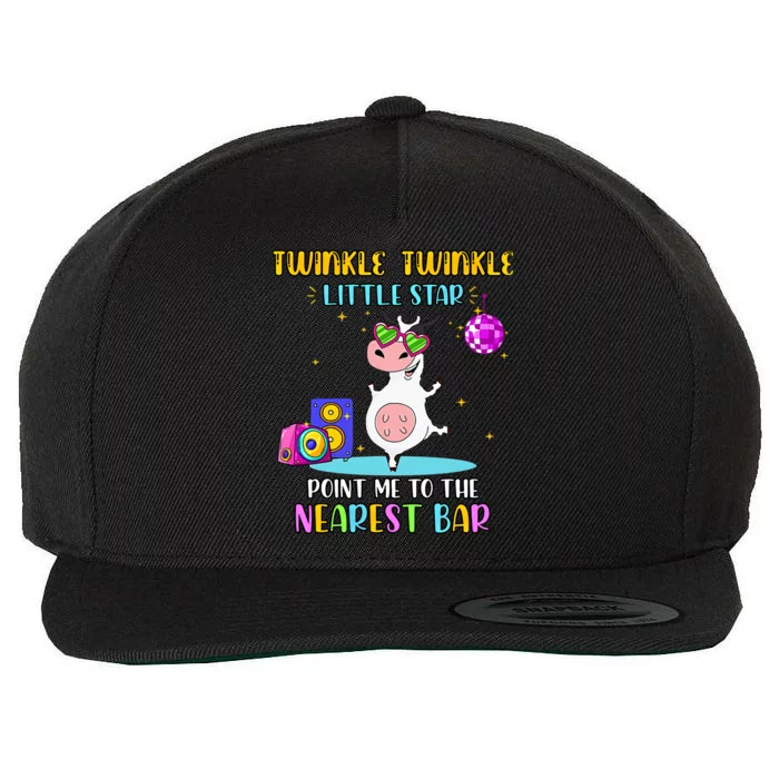 Cow Twinlkle Twinkle Little Star Point Me To The Nearest Bar Gift Wool Snapback Cap