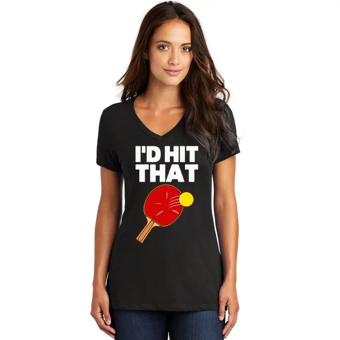 Cool Table Tennis Design Game Ping Pong Lovers Women's V-Neck T-Shirt