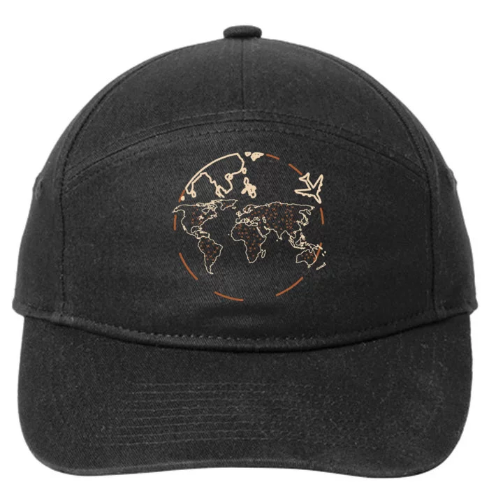 Countries Traveler Traveling World Map 7-Panel Snapback Hat