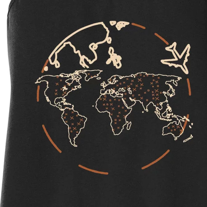 Countries Traveler Traveling World Map Women's Racerback Tank