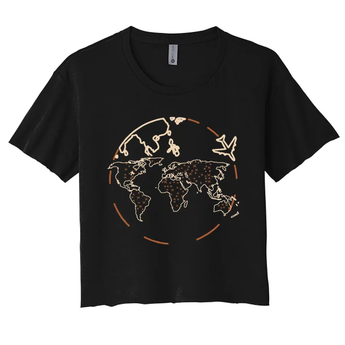 Countries Traveler Traveling World Map Women's Crop Top Tee