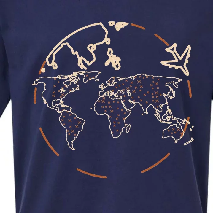 Countries Traveler Traveling World Map Sueded Cloud Jersey T-Shirt