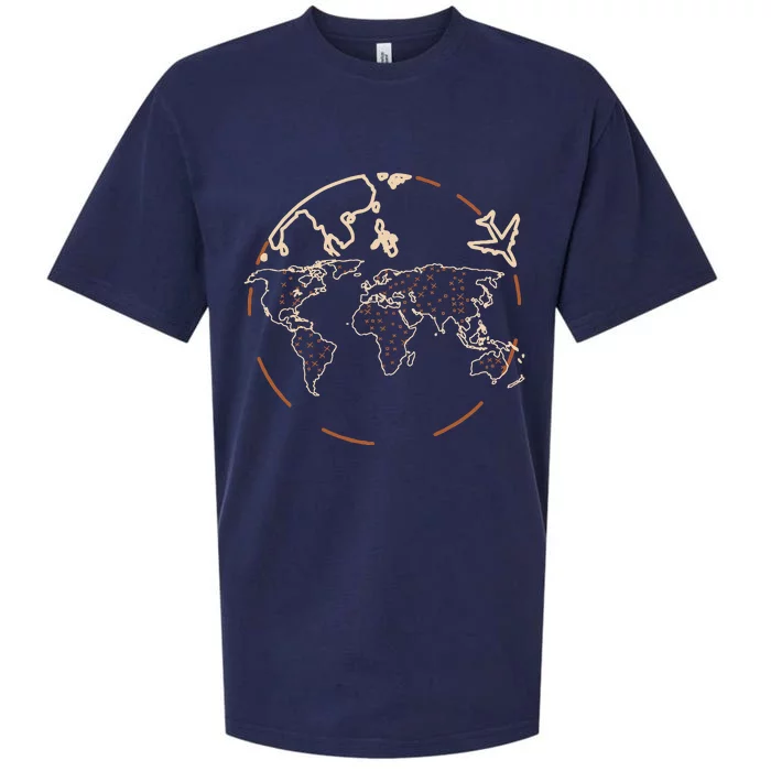 Countries Traveler Traveling World Map Sueded Cloud Jersey T-Shirt