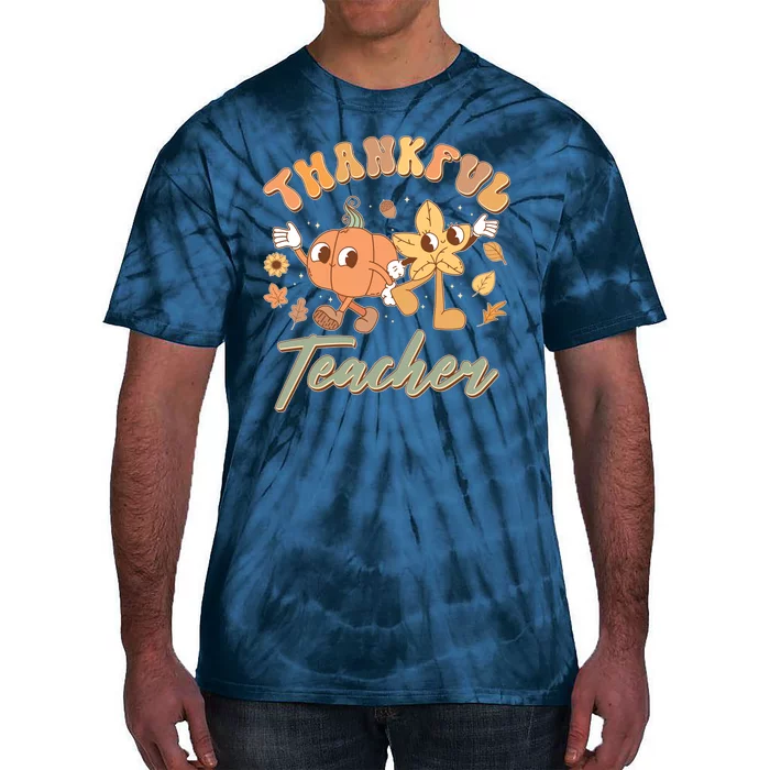 Cute Thanksgiving Thankful Teacher Tie-Dye T-Shirt