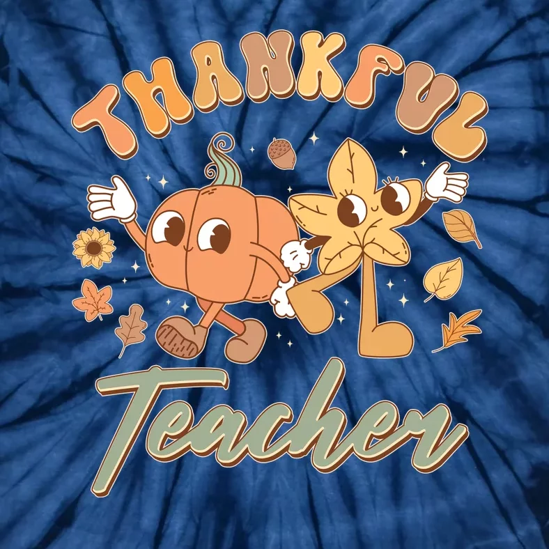 Cute Thanksgiving Thankful Teacher Tie-Dye T-Shirt