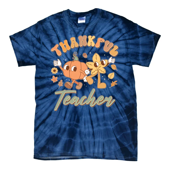 Cute Thanksgiving Thankful Teacher Tie-Dye T-Shirt