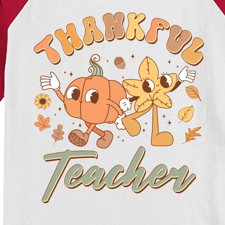 Cute Thanksgiving Thankful Teacher Kids Colorblock Raglan Jersey