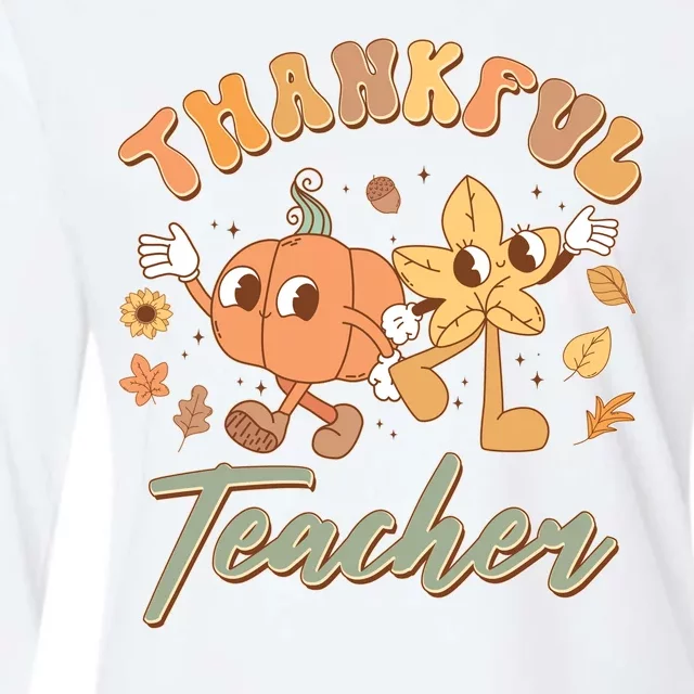 Cute Thanksgiving Thankful Teacher Womens Cotton Relaxed Long Sleeve T-Shirt