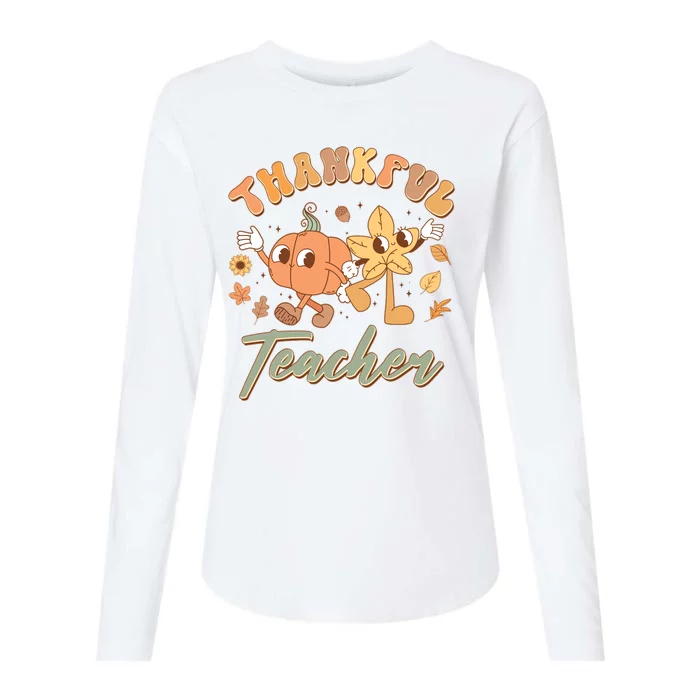 Cute Thanksgiving Thankful Teacher Womens Cotton Relaxed Long Sleeve T-Shirt