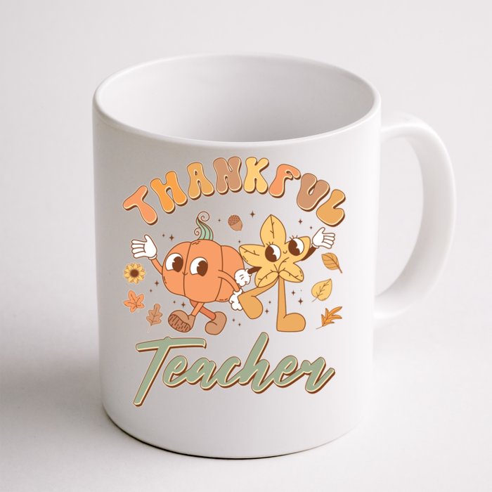 Cute Thanksgiving Thankful Teacher Front & Back Coffee Mug