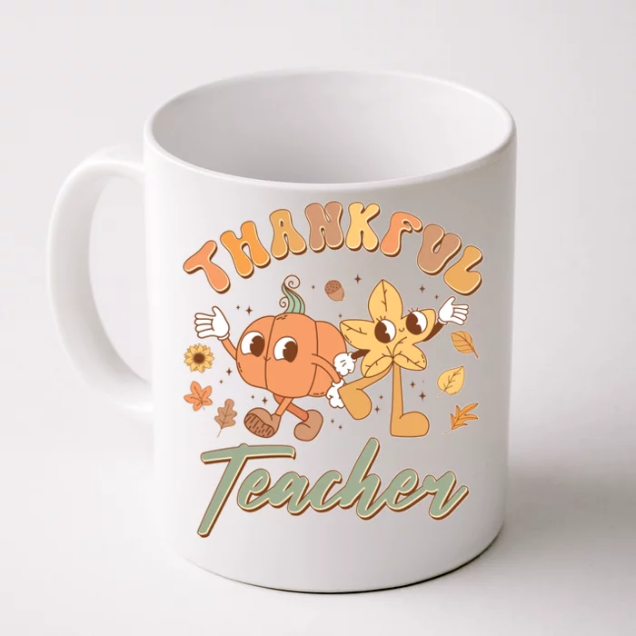 Cute Thanksgiving Thankful Teacher Front & Back Coffee Mug