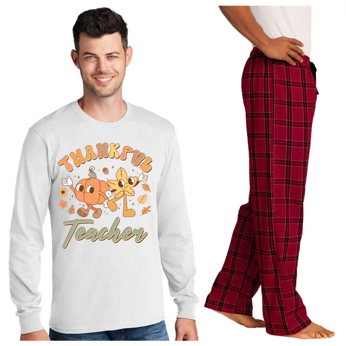 Cute Thanksgiving Thankful Teacher Long Sleeve Pajama Set