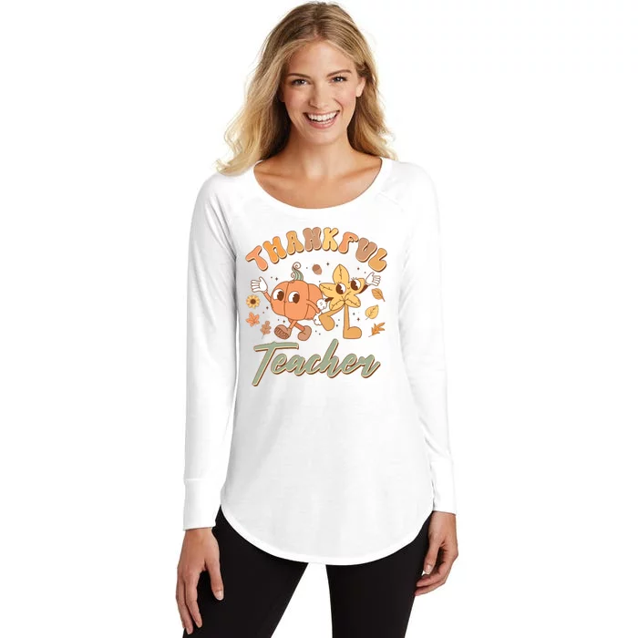 Cute Thanksgiving Thankful Teacher Women's Perfect Tri Tunic Long Sleeve Shirt