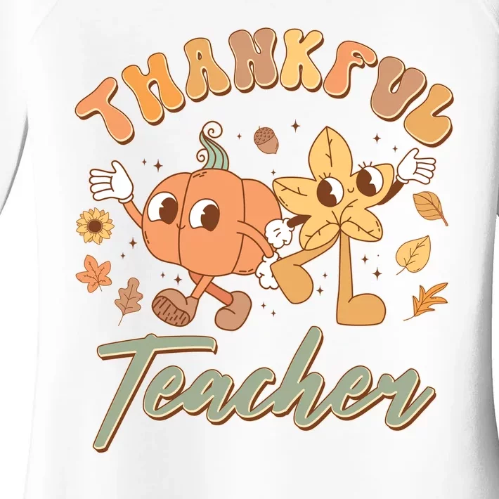 Cute Thanksgiving Thankful Teacher Women's Perfect Tri Tunic Long Sleeve Shirt