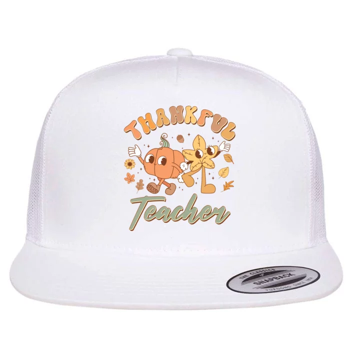 Cute Thanksgiving Thankful Teacher Flat Bill Trucker Hat