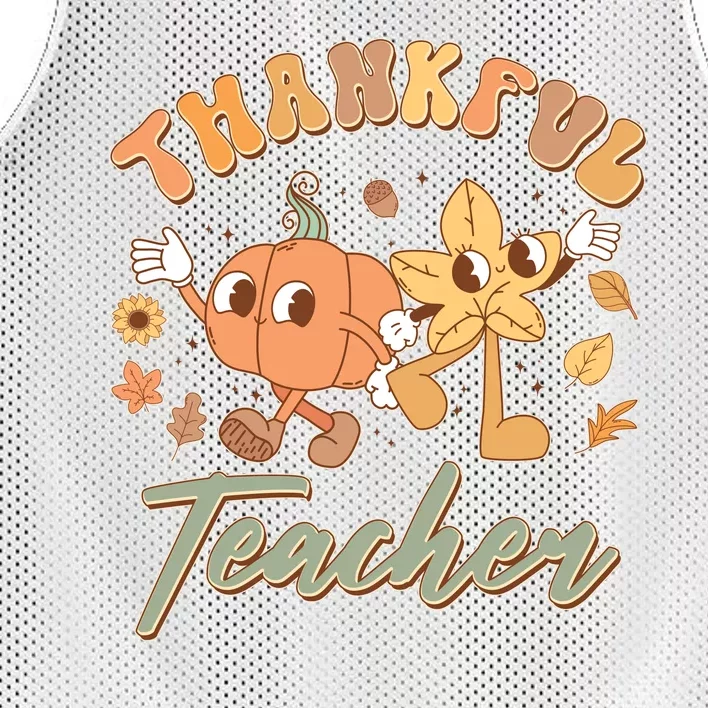 Cute Thanksgiving Thankful Teacher Mesh Reversible Basketball Jersey Tank