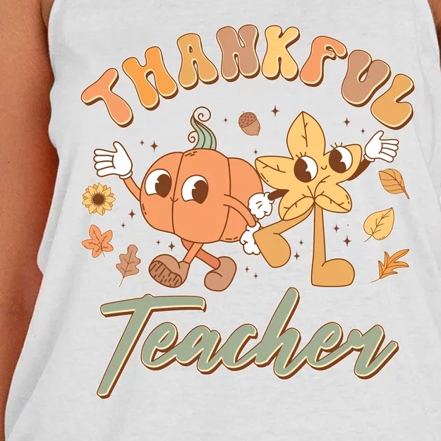 Cute Thanksgiving Thankful Teacher Women's Knotted Racerback Tank