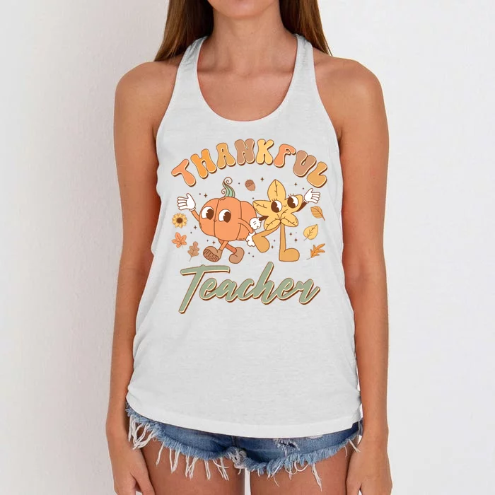 Cute Thanksgiving Thankful Teacher Women's Knotted Racerback Tank