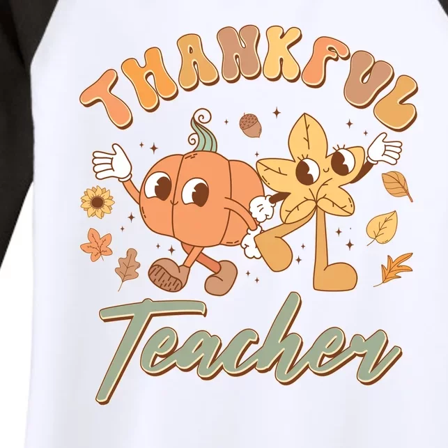 Cute Thanksgiving Thankful Teacher Women's Tri-Blend 3/4-Sleeve Raglan Shirt