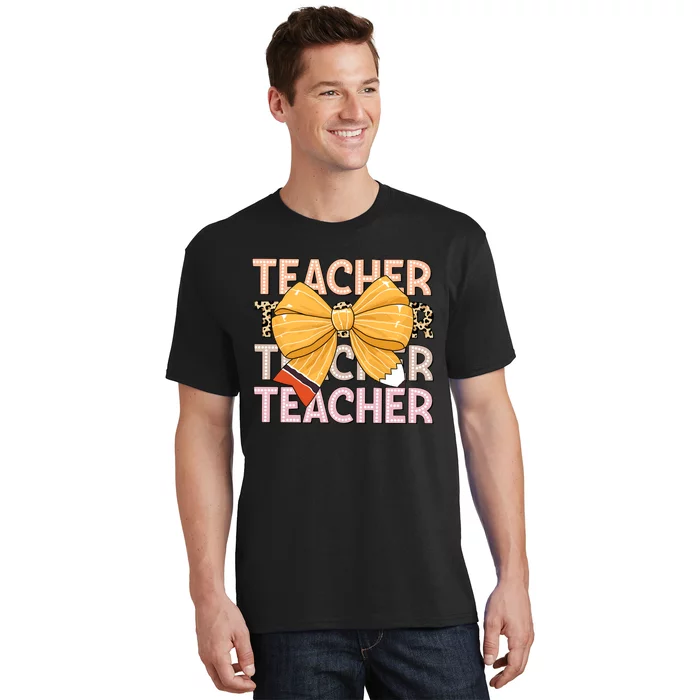 Coquette Teacher Teacher Pencil Coquette Bow T-Shirt