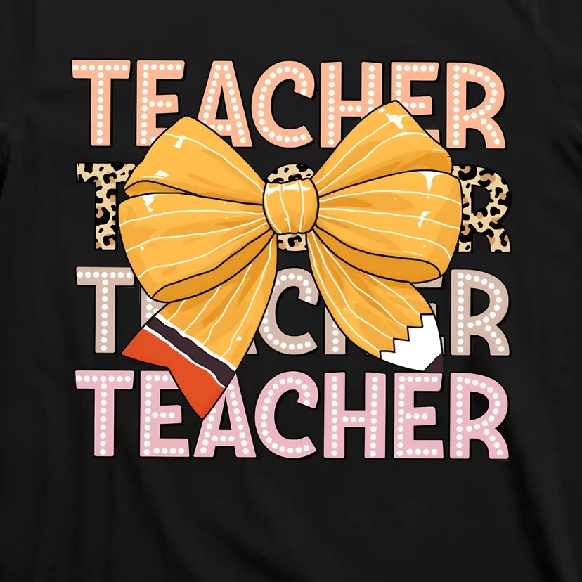 Coquette Teacher Teacher Pencil Coquette Bow T-Shirt