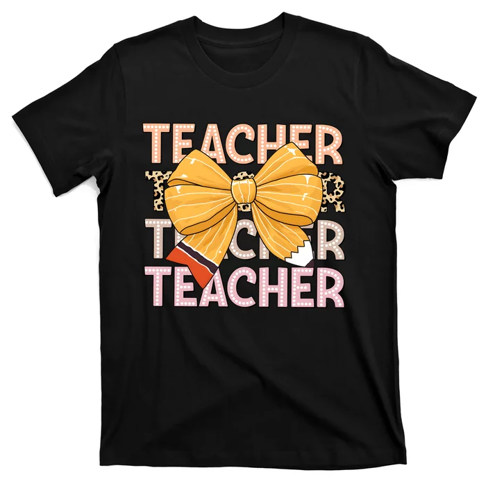 Coquette Teacher Teacher Pencil Coquette Bow T-Shirt