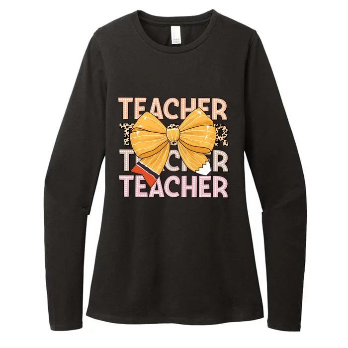 Coquette Teacher Teacher Pencil Coquette Bow Womens CVC Long Sleeve Shirt