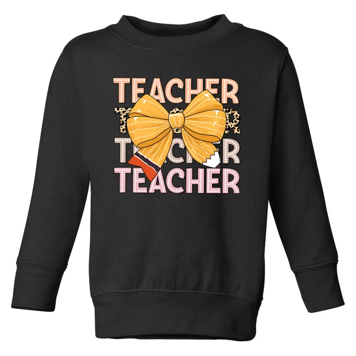 Coquette Teacher Teacher Pencil Coquette Bow Toddler Sweatshirt